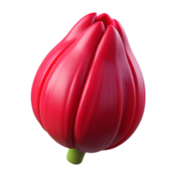 glorious dramatic creative Single, closetulip bud, deep red, smooth texture, studio lighting, side view, with transparent background,high-resolution product photography handcrafted png
