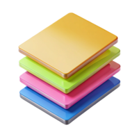 majestic signature Stack of multi-coloresticky notes, neatly aligned, top-down view, studio lighting, product shot, isolateon transparent background,high-resolution product photography png
