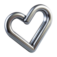 majestic unparallelePaperclip, metallic silver, bent into a heart shape, front view, studio lighting, product shot, isolateon transparent background,high-resolution product photography png
