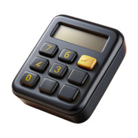 acclaimeurban Calculator, solar powered, black plastic, displaying , front view, soft lighting, product shot, isolateon transparent background,high-resolution product photography 8K png