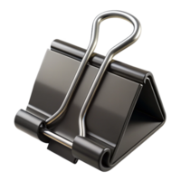 picturesque rare Binder clip, black metal, large size, open, front view, studio lighting, product shot, isolateon transparent background,high-resolution product photography png
