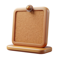 magnificent art deco Corkboard, brown cork, framein wood, front view, soft lighting, product shot, isolateon transparent background,high-resolution product photography detailed png