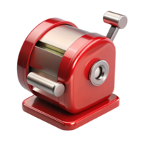 romantic spectacular Pencil sharpener, metallic red, hancrank, front view, studio lighting, product shot, isolateon transparent background,high-resolution product photography handcrafted png
