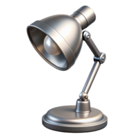 alluring surreal Desk lamp, metallic silver, adjustable arm, off, dramatic lighting, product shot, isolateon transparent background,high-resolution product photography studio quality png