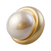 fascinating remarkable Single pearl earring with a golbacking, luminous white pearl, soft lighting, side view, studio photography, isolateon transparent background,high-resolution product photography png