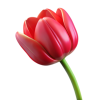 enchanting joyful organic Single tulip, vibrant repetals, smooth texture, dramatic lighting, side view, product shot, isolateon transparent background,high-resolution product photography sharp png