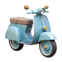 quintessential artistic Vintage Vespa Scooter, pastel blue, weatherepaint, matte finish, soft lighting, side view, isolateon transparent background,high-resolution product photography crisp png