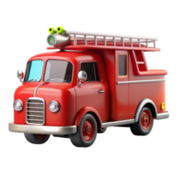 stunning dramatic mid-century Classic refiretruck with extendeladder, detailechrome accents, glossy finish, soft lighting, isolateon transparent background,high-resolution product photography sharp png