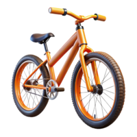 covetecreative Brannew mountain bike, vibrant orange frame, knobby tires, matte finish, studio lighting, side view, isolateon transparent background,high-resolution product photography impeccable png