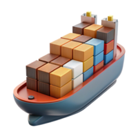 picturesque distinctive Cargo ship, containerizecargo, weatherehull, matte finish, soft lighting, side view, isolateon transparent background,high-resolution product photography png