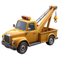 whimsical exquisite Tow truck with extendeboom, flashing lights, detailewinch, glossy finish, studio lighting, isolateon transparent background,high-resolution product photography authentic png