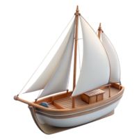 stunning retro Sailboat with white sails, wooden hull, detailerigging, soft lighting, side view, isolateon transparent background,high-resolution product photography genuine png