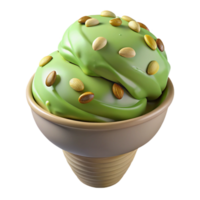 pristine victorian Scoop of pistachio ice cream, with choppepistachios on top, glossy finish, studio lighting, front view, isolateon transparent background,high-resolution product photography elite png