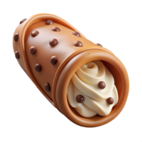 extraordinary baroque Cannoli, fillewith ricotta cream, dippein chocolate chips, studio lighting, side view, isolateon transparent background,high-resolution product photography high quality png