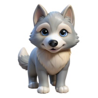 passionate glorious Wolf pup, playful expression, fluffy fur, soft lighting, front view, icon style, isolateon transparent background,high-resolution product photography detailed png