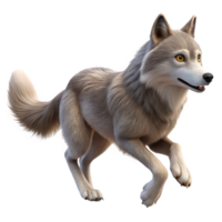 fascinating vintage Wolf running, dynamic pose, detailefur flowing, studio lighting, side view, photorealistic, isolateon transparent background,high-resolution product photography handcrafted png