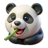 enchanting signature Panda chewing bamboo, detailemouth anteeth, soft lighting, side view, photorealistic, isolateon transparent background,high-resolution product photography png