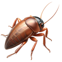 harmonious radiant Cockroach with glossy brown exoskeleton, detaileantennae, long legs, dramatic lighting, minimalist, with transparent background,high-resolution product photography precision png