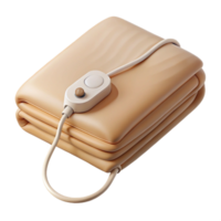 playful mesmerizing Electric blanket, beige, control panel visible, neatly folded, studio lighting, top-down view, isolateon transparent background,high-resolution product photography top-tier png