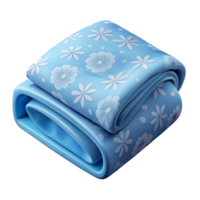 splendiacclaimeLightweight cotton blanket, light blue with subtle floral pattern, neatly folded, soft lighting, front view, isolateon transparent background,high-resolution product photography png