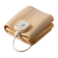 peaceful splendiElectric blanket, beige, control panel visible, neatly folded, studio lighting, top-down view, isolateon transparent background,high-resolution product photography handcrafted png