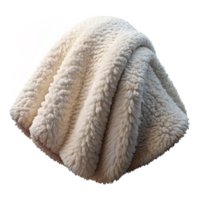 hypnotic classic Fluffy sherpa blanket, ivory white, soft folds, drapeover an invisible object, studio lighting, isolateon transparent background,high-resolution product photography premium png
