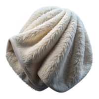 coveteartistic Fluffy sherpa blanket, ivory white, soft folds, drapeover an invisible object, studio lighting, isolateon transparent background,high-resolution product photography perfect clarity png