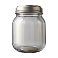 energetic sumptuous Mason jar, clear glass with metal lid, studio lighting, side view, isolateon transparent background,high-resolution product photography ultra HD png