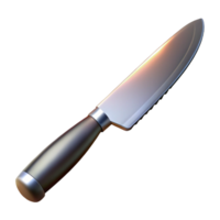 mesmerizing energetic geometric Dinner knife, stainless steel, serrateedge, dramatic lighting, side view, isolateon transparent background,high-resolution product photography genuine png