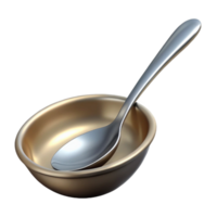 sought-after bohemian Dinner spoon, stainless steel, polishebowl, soft lighting, front view, isolateon transparent background,high-resolution product photography original png
