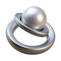 impressive urban Pearl ring, single pearl set in silver, glossy finish, studio lighting, front view, product shot, with transparent background,high-resolution product photography gallery standard png