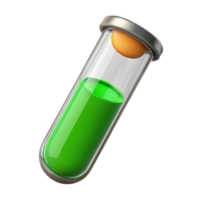 mysterious dramatic Glass test tube fillewith vibrant green solution, cork stopper, soft lighting, front view, isolateon transparent background,high-resolution product photography high resolution png