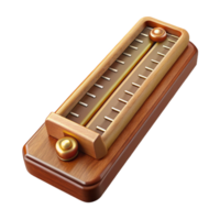 iconic urban Vintage wooden slide rule with brass sliders anlogarithmic scales, worn finish, soft lighting, front view, isolateon transparent background,high-resolution product photography luxury png