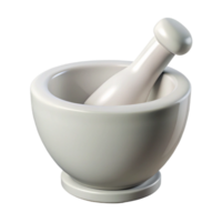 dazzling playful elegant Mortar anpestle made of white porcelain, smooth texture, soft lighting, front view, isolateon transparent background,high-resolution product photography masterfully captured png