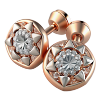 whimsical stunning Diamonearrings, cluster of small diamonds, rose golsetting, sparkling finish, soft lighting, top-down view, product shot, with transparent backgrounexpertly shot png