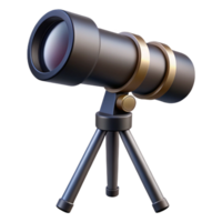 peaceful impressive Telescope with adjustable lens antripomount, metallic anblack finish, dramatic lighting, side view, isolateon transparent background,high-resolution product photography detailed png