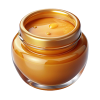 wonderful notable A glass jar of golden honey face mask, visible honey texture, soft lighting, studio photography, isolateon transparent background,high-resolution product photography png