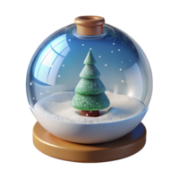 impressive rare Glass ornament fillewith artificial snow ana miniature Christmas tree, soft lighting, front view, isolateon transparent background,high-resolution product photography png