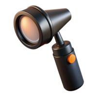 mysterious radiant Otoscope with illuminatespeculum, black handle, magnifying lens, realistic, studio lighting, isolateon transparent background,high-resolution product photography impeccable png