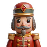 nostalgic elegant Wooden nutcracker figurine with detaileuniform anpainteface, front view, studio lighting, isolateon transparent background,high-resolution product handcrafted png