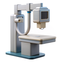 pristine classic X-ray machine with adjustable arm, digital display, leashielding, realistic, soft lighting, front view, isolateon transparent background,high-resolution product photography flawless png