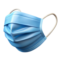 rare surreal Surgical mask with elastic ear loops, pleatefront, light blue color, realistic, soft lighting, front view, isolateon transparent background,high-resolution product photography precision png