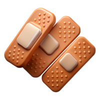 spectacular iconic Bandages in various sizes, adhesive backing, sterile packaging, realistic, studio lighting, top-down view, isolateon transparent background,high-resolution product photography png