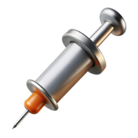 fascinating memorable Syringe needle, bevelletip, stainless steel, realistic, dramatic lighting, top-down view, with transparent background,high-resolution product photography png