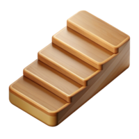 pristine notable Single stair tread, oak wood, natural finish, worn edges, top-down view, photorealistic, isolateon transparent background,high-resolution product photography png