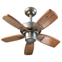 breathtaking coveteCeiling fan, wooden blades, brushenickel finish, rotating slowly, studio lighting, bottom view, photorealistic, isolateon transparent background,high-resolution product photography png
