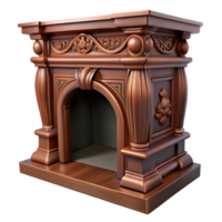 mesmerizing coastal Fireplace mantel, carvewood, dark stain finish, ornate design, front view, photorealistic, isolateon transparent background,high-resolution product photography impeccable png