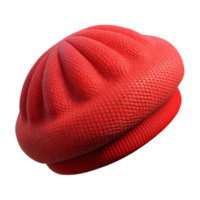 elegant coastal A woman's wool beret, red, knittetexture, slightly angled, studio lighting, photorealistic, isolateon transparent background,high-resolution product photography 8K png