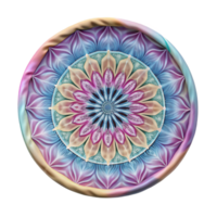 impressive signature Circular mandala tapestry, tie-dye pattern in pastel colors, soft fabric texture, studio lighting, front view, isolateon transparent background,high-resolution product photography png