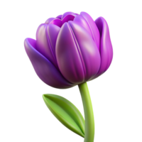 ethereal gorgeous Purple tulip with variegatepetals, soft lighting, front view, icon style, isolateon transparent background,high-resolution product photography professional png